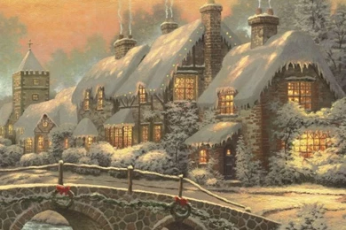 Classic Christmas Painting By Thomas Kinkade HD Desktop Wallpapers ...