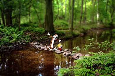 Calvin & Hobbes Explore The Tilt Shift Forrest : Wallpapers