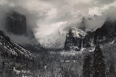 Yosemite Winter Ansel Adams Wallpaper.