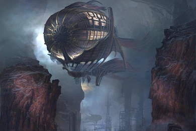 Dark, Steampunk, Fantasy Art, Artwork, Drawings, Airship :: Wallpapers