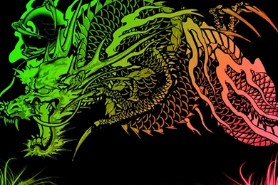 Wallpapers Black Silk Dragon Green Red Abstract Chinese Color ...