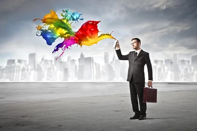 Colorful Spraying Executive Man Wallpapers