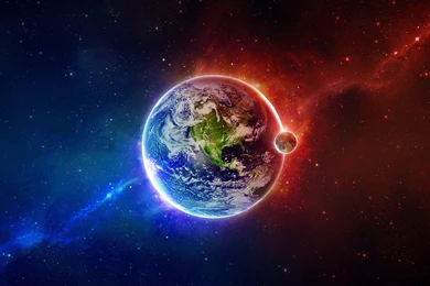 Download Wallpapers 2560x1440 Earth, Planet, Blue, Orange, Elements ...
