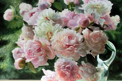 Peony Bouquet Vase Wallpaper.