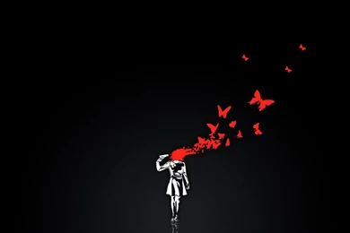Black Backgrounds Girl Weapon Red Butterfly Wallpapers