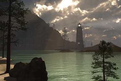 Free 3D Wallpapers 'Lighthouse Bay' 1600x1200