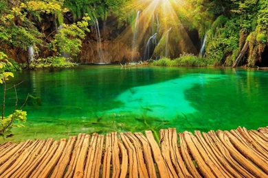 Croatia Parks Lake Waterfall Plitvice Rays Of Light Nature Garden ...