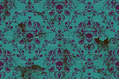 Purple On Teal Damask Skull Distressed Wallpapers Elizabeth ...