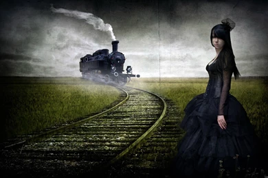 Wallpapers Fantasy, Girl, Train, Painting On Your Desktop