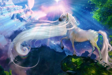 White Horse Unicorn Fantasy Art Wallpapers Hd : Wallpapers13.com