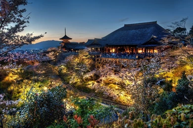 Download Wallpapers Japan, Kyoto, Home Of Samurai, Evening, Cherry ...