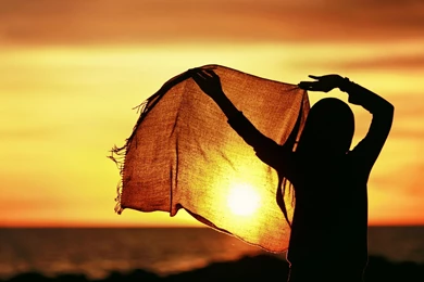 2560x1440 Girl Hijab Sunset Wallpapers