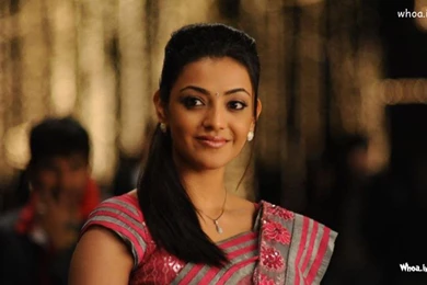 Kajal Agarwal In Pink Saree And Bindi Wallpapers