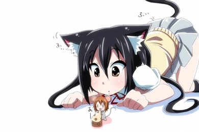 Download Wallpapers 1920x1080 Girl, Brunette, Creature, Cat, Mouse ...