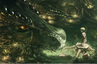 3D Little Girl And Dragon Wallpapers