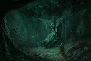 Creepy forest green knight medieval tree.jpg