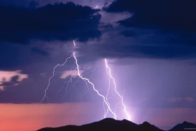 Download 1920x1080 Lightning Bolt On The Top Of A Mountain Wallpapers