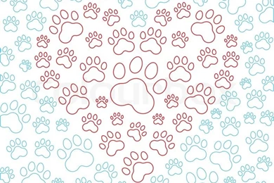 Heart With Dog Or Cat Paws Background. Vector Illustration ...