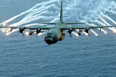 Us Air Force C 130 Hercules Flares Contrails Wallpapers