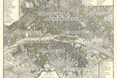 Antique Map Of Paris 1800 Wall Mural