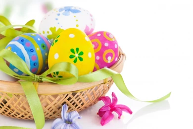 Spring Flowers And Easter Eggs