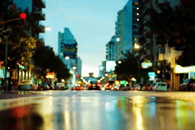 City Street Rails Night