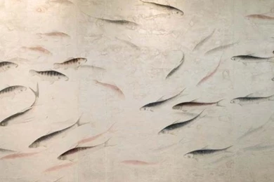 Pink And Red Plum Blossoms On Silver Silk Twill Wallpapers By De ...